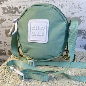 CILOCALA Nylon Sling Bag Round Pastel Green Crossbody Purse Small Cute Girlie